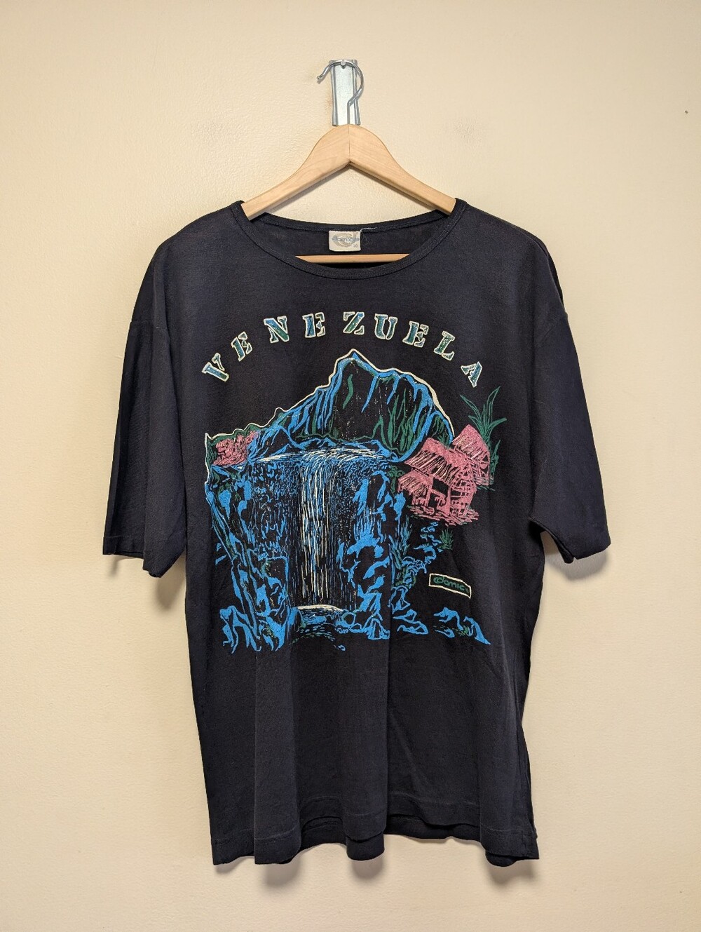 Vintage Venezuela Graphic T-Shirt Single Stitch Black XL 90s Tourist Tee